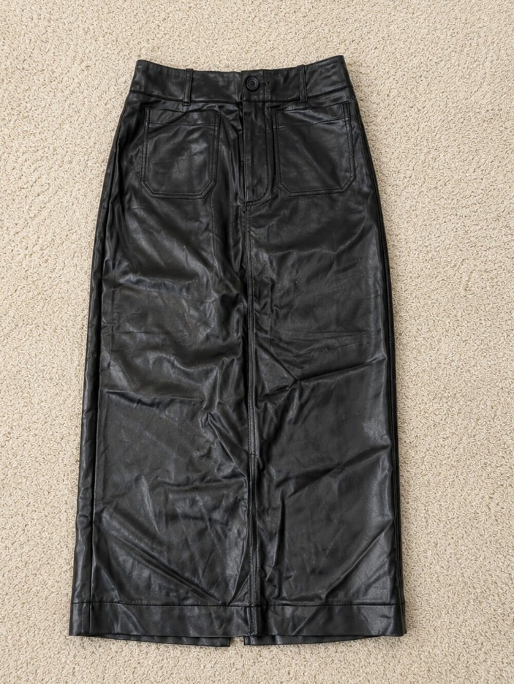 Anthropologie Maeve Colette Vegan Faux Leather Maxi Skirt Black M Medium